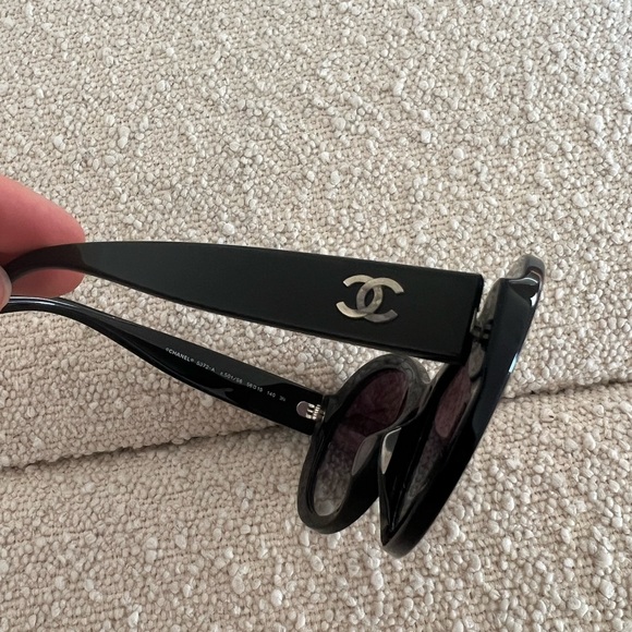 Chanel Oval Black Acetate Sunglasses - Picture 4 of 8